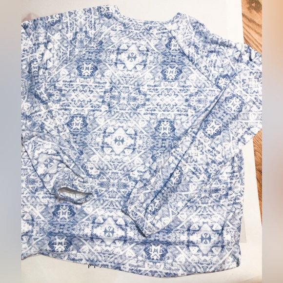 PJ Salvage long sleeve top soft blue white print NWOT - Picture 2 of 2